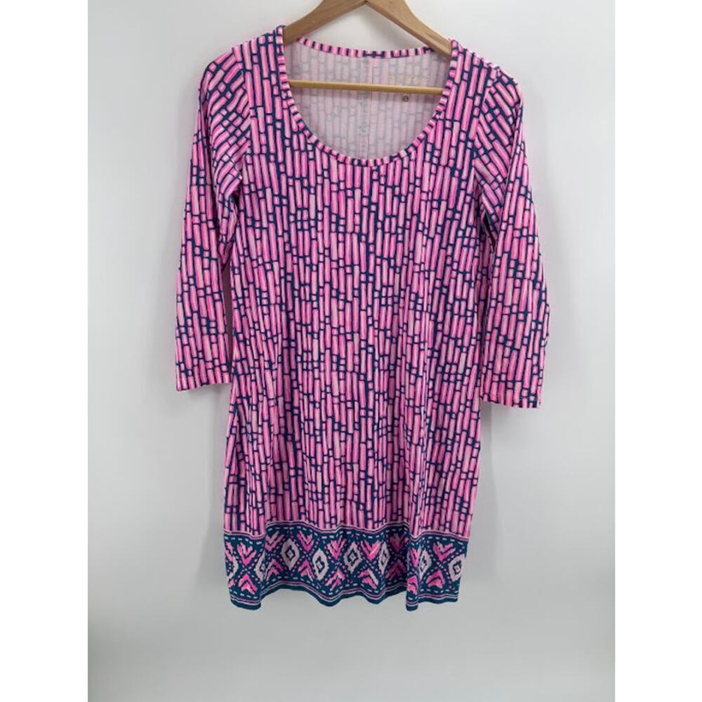 Lilly Pulitzer Women's Blue Pink Slathouse stripe Engineer Beacon Dress Small